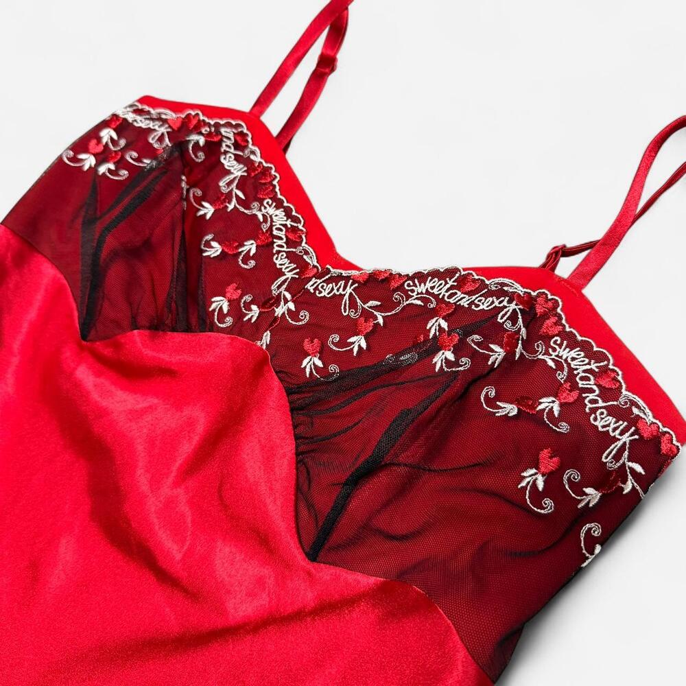 Vintage Cabernet Sweet Sexy Embroidered Nightgown Slip Dress Size Small